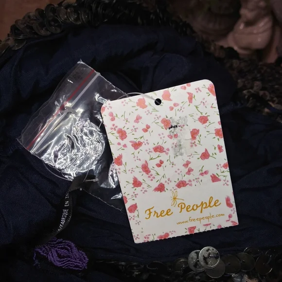 Free People Sexy Navy & Silver Sequinned Plunging Neckline Romper - Picture 7 of 10